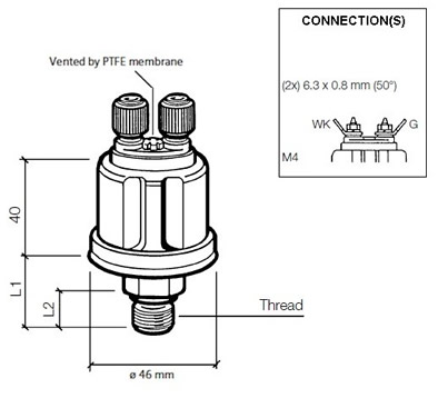 VDO Pressure sender 0-25 Bar - 1/8-27 NPTF